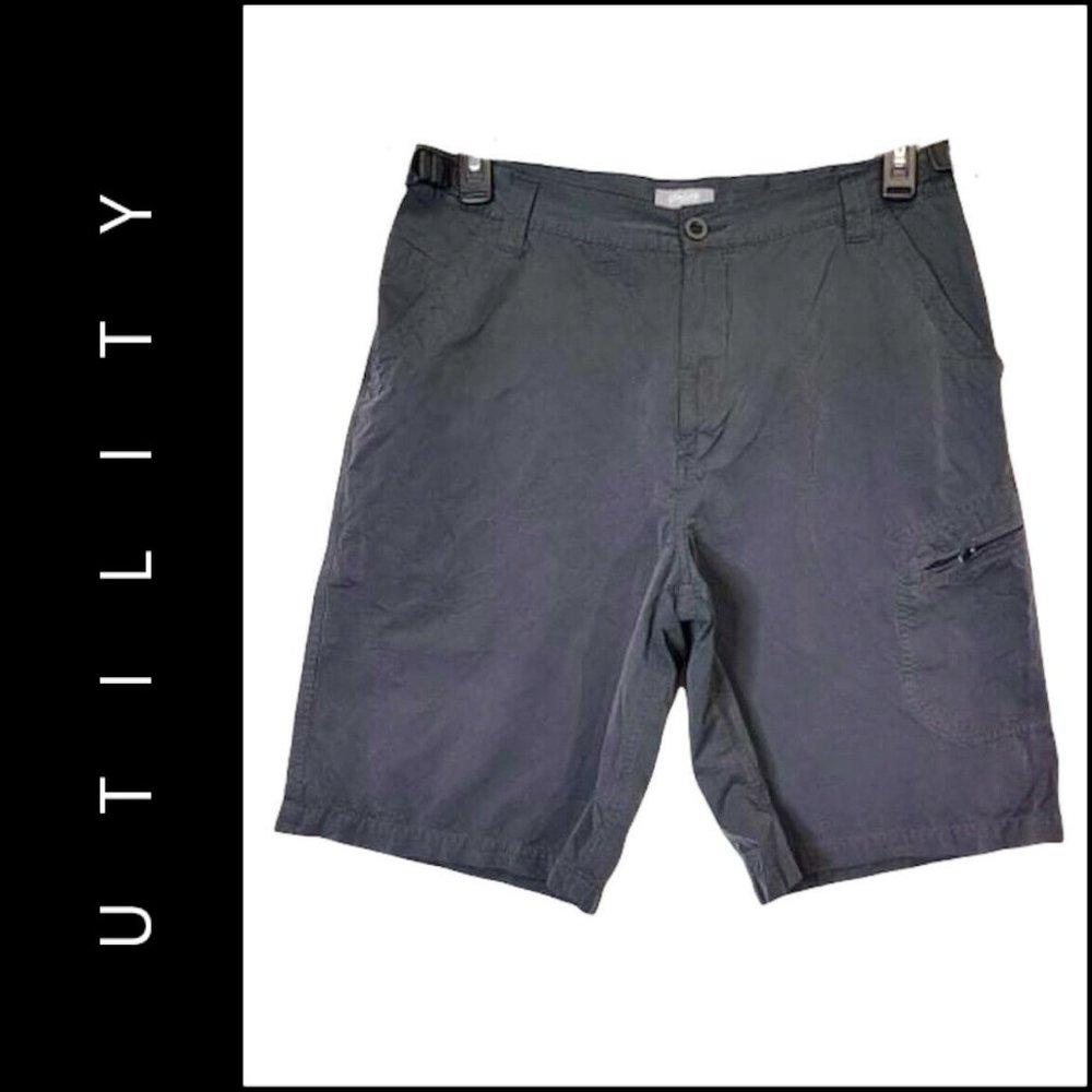 Utility Men Flat Front Cargo Short Size 34 Black